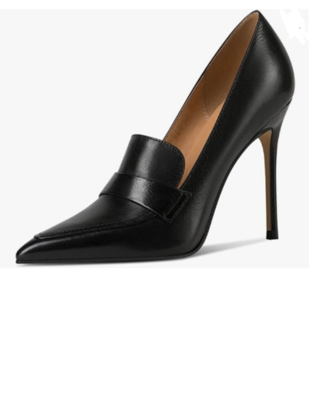 YDN Black High Heel Pumps Slip on Pointed Toe Loafers All Season Office Shoes